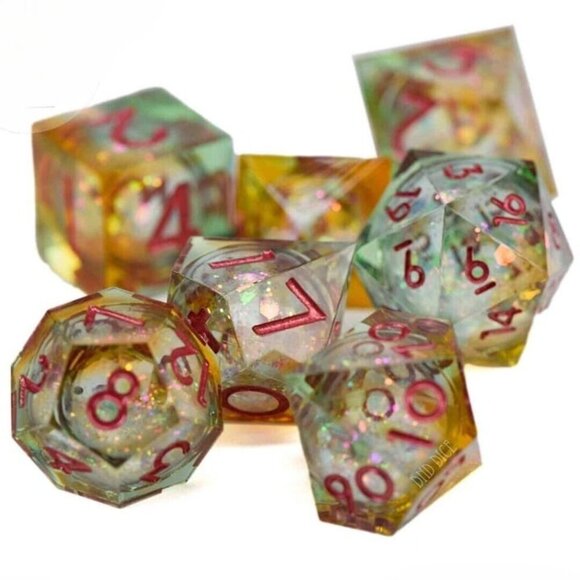 DND Dice Set - My Tai - 7 RARE Handmade Resin Dice - RPG Tabletop Gaming - Picture 3 of 4